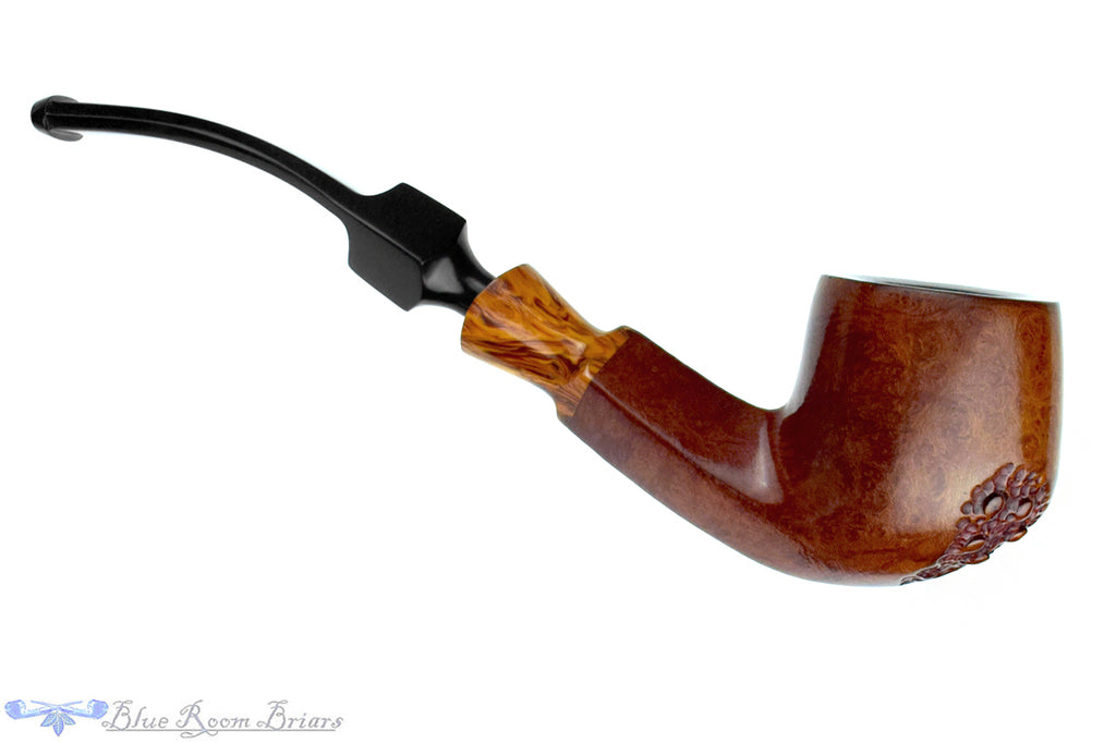 Blue Room Briar is proud to present this Jobey Unicorn 470 Spot Carved Bent Pot with Diamond Shank and Acrylic Estate Pipe with BRB Replacement Stem