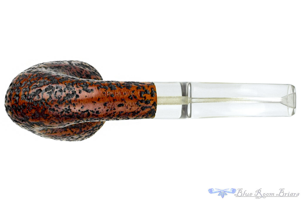 Italian Sherlock 740 1/2 Bent Sandblasted Dublin with Clear Stem Estate Pipe