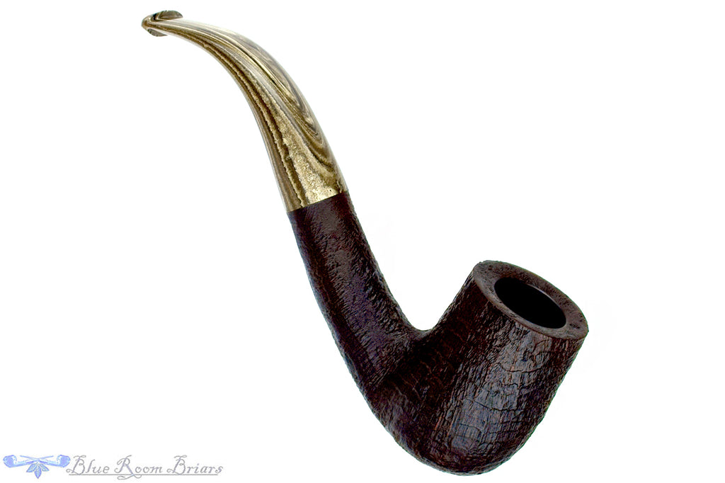 Blue Room Briars is proud to present this Scottie Piersel Over Bent Sandblast Billiard (2021 Make) with Brindle UNSMOKED Estate Pipe