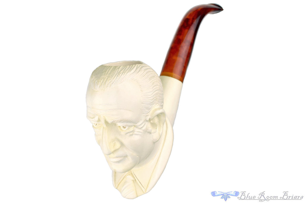 Ismail 1/2 Bent Meerschaum Lyndon B. Johnson Figural UNSMOKED Estate Pipe