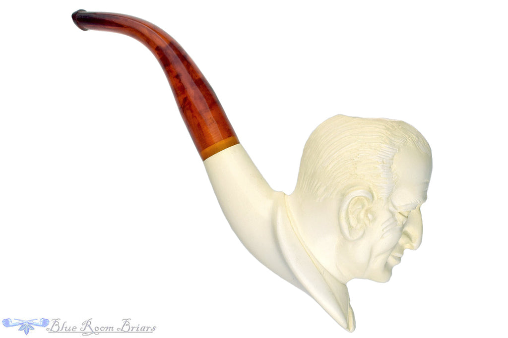 Ismail 1/2 Bent Meerschaum Lyndon B. Johnson Figural UNSMOKED Estate Pipe