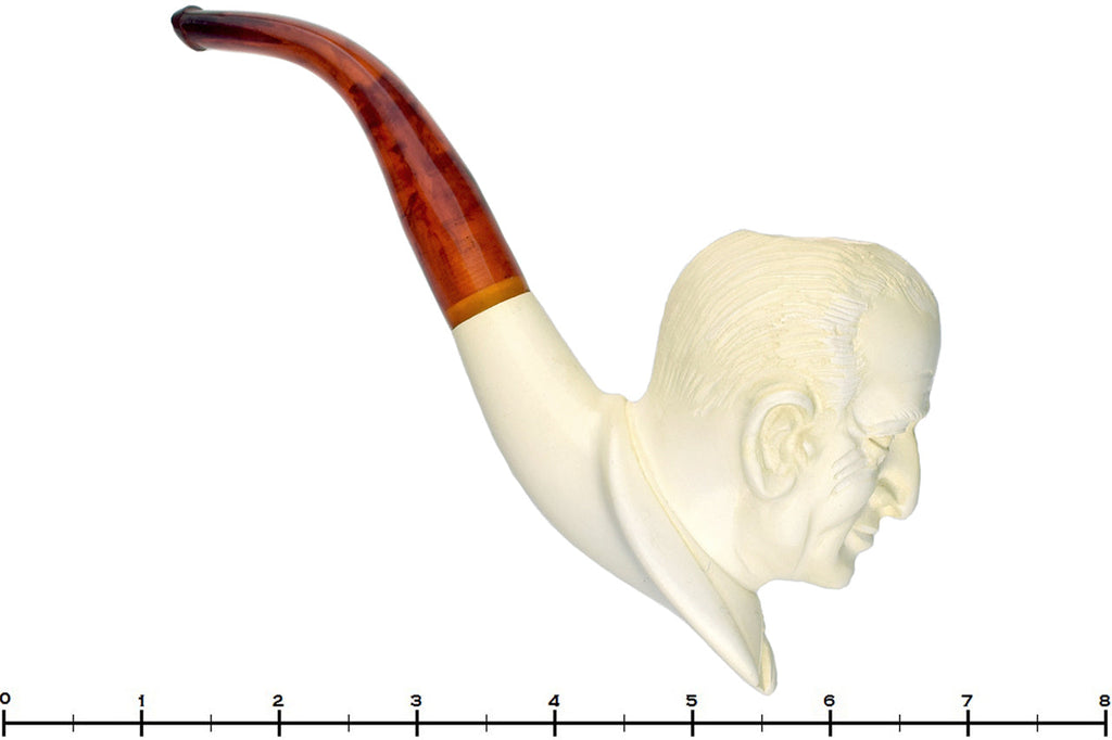 Ismail 1/2 Bent Meerschaum Lyndon B. Johnson Figural UNSMOKED Estate Pipe