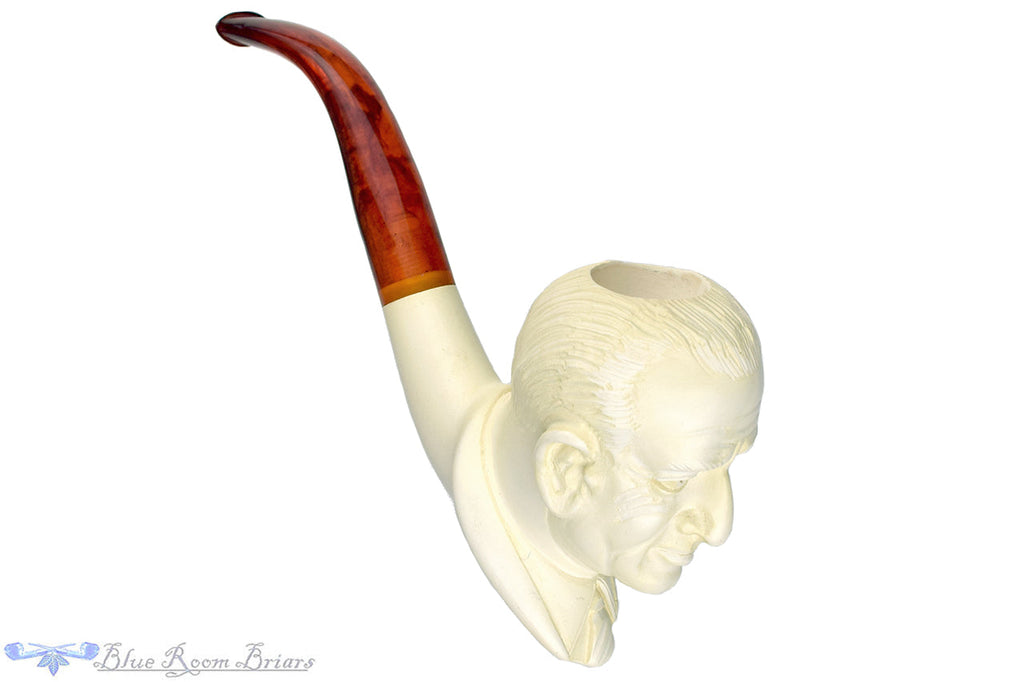 Ismail 1/2 Bent Meerschaum Lyndon B. Johnson Figural UNSMOKED Estate Pipe