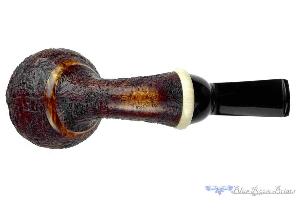 Blue Room Briars is proud to present this J. Alan 1506 (2018 Make) Bent Sandblast Tomato with Ivorite Estate Pipe