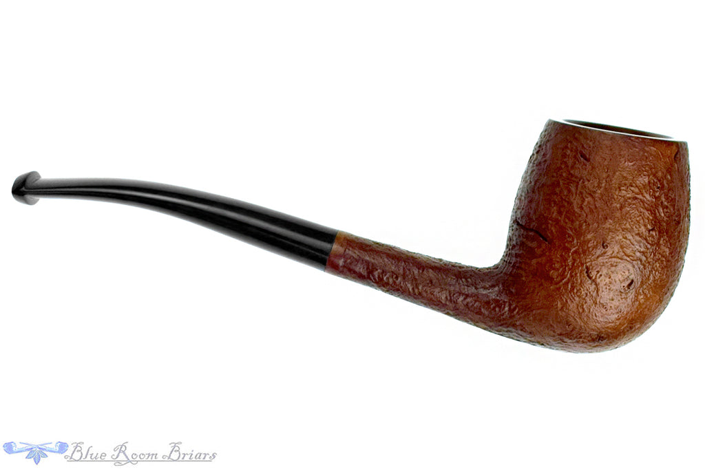 Blue Room Briar is proud to present this Bari Squash 7805 Bent Sandblast Oval Shank Billiard Estate Pipe