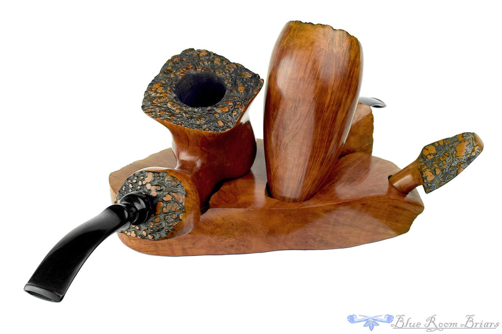 Mike Kabik Handmade Freehands 2 Pipe Set with Custom Briar Stand and Tamper Estate Pipes