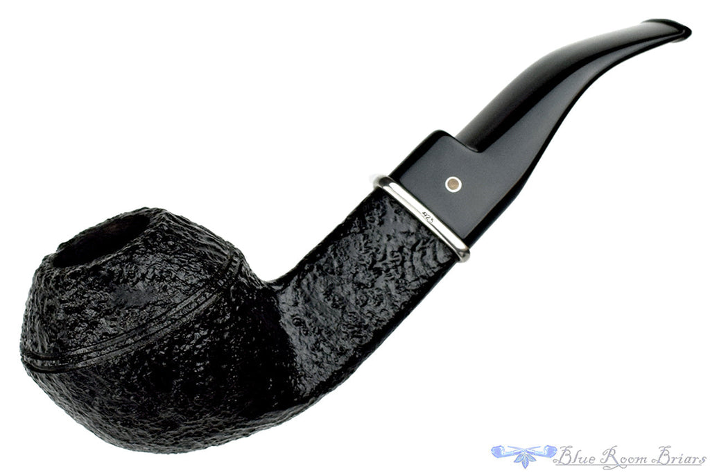 Ashton Ebony LX 219 Bent Black Blast Half Saddle Bulldog with Silver Estate Pipe