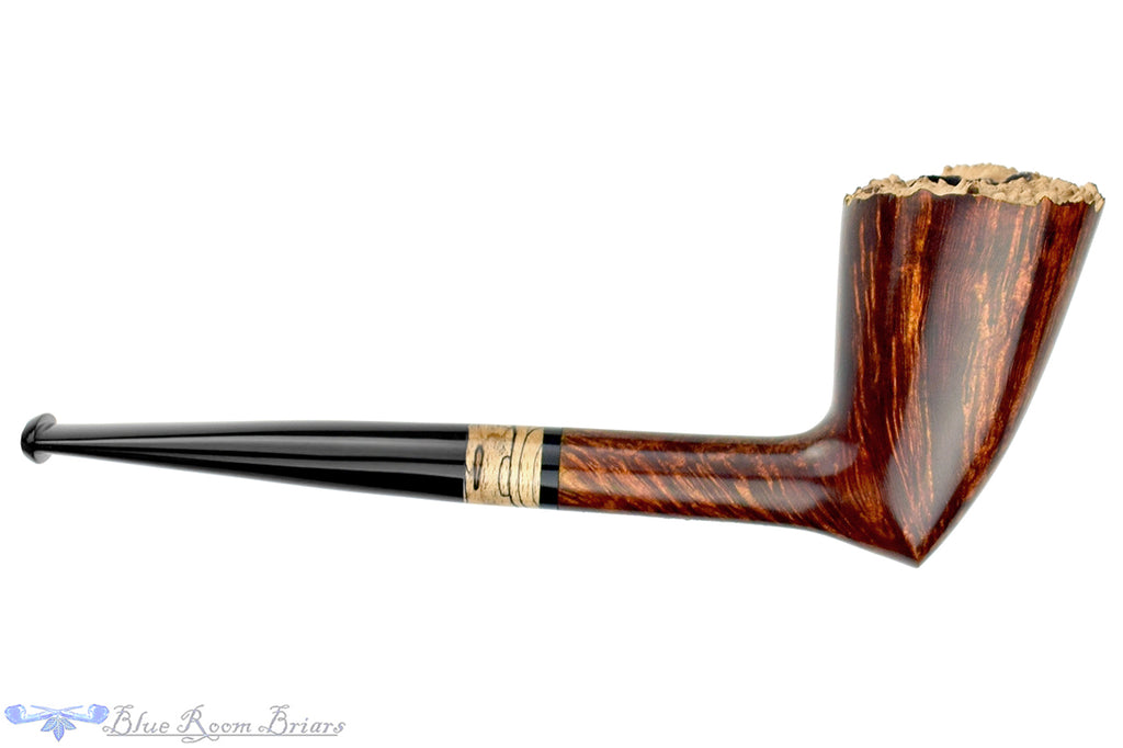 Blue Room Briars is proud to present this Bruno Nuttens Handmade Pipe Tomahawk with Raw Plateau and Spalted Tamarind