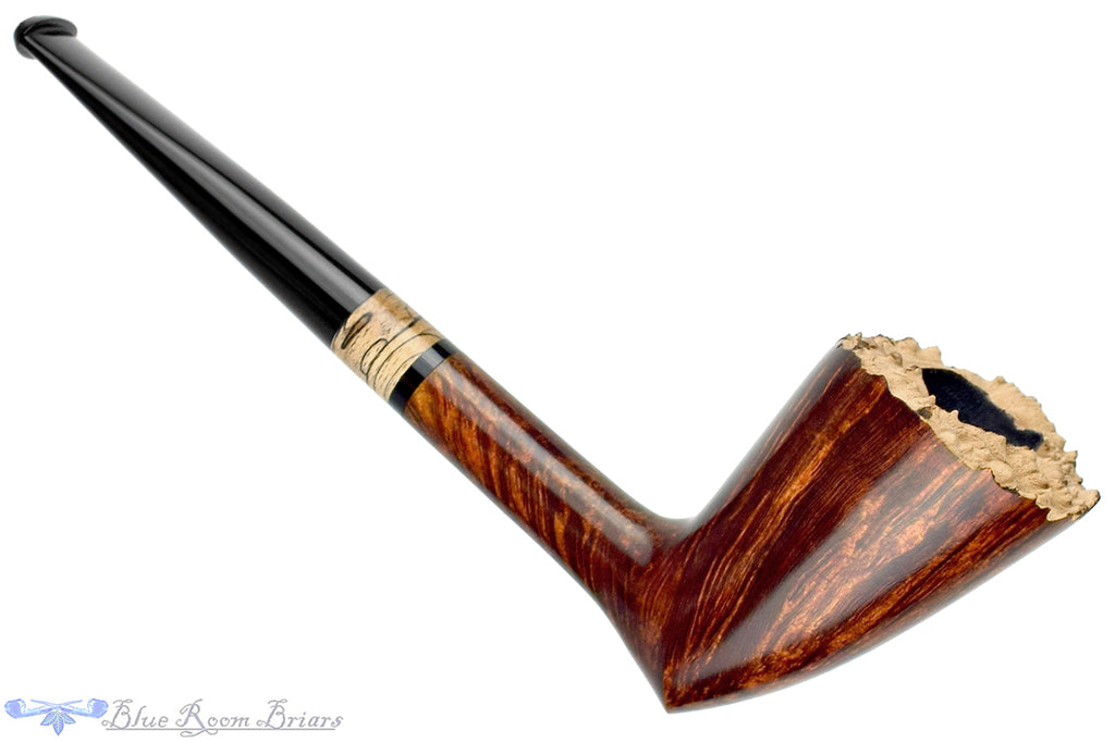 Blue Room Briars is proud to present this Bruno Nuttens Handmade Pipe Tomahawk with Raw Plateau and Spalted Tamarind