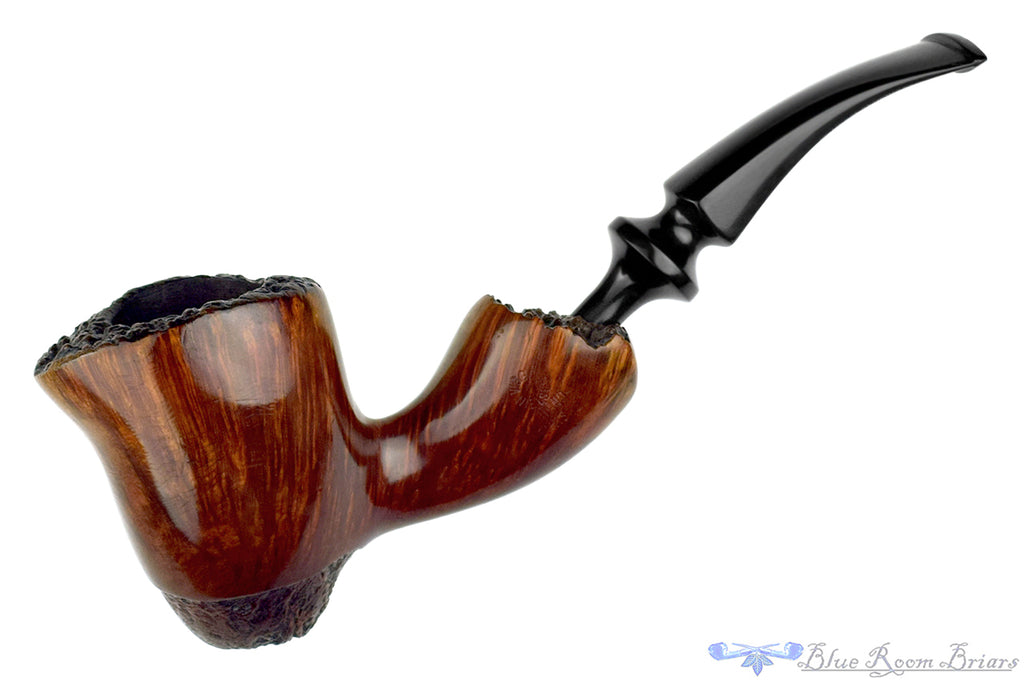 Viggo Nielsen Hand-Finished Bent Partial Blast Freehand with Plateaux Estate Pipe with Replacement Stem