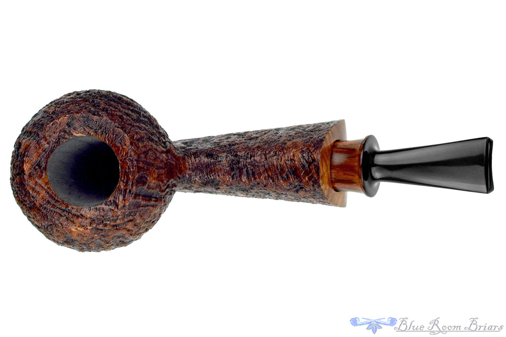 Blue Room Briars is proud to present this Bill Shalosky Pipe 655 Bent Sandblast Tomato with Cocobolo
