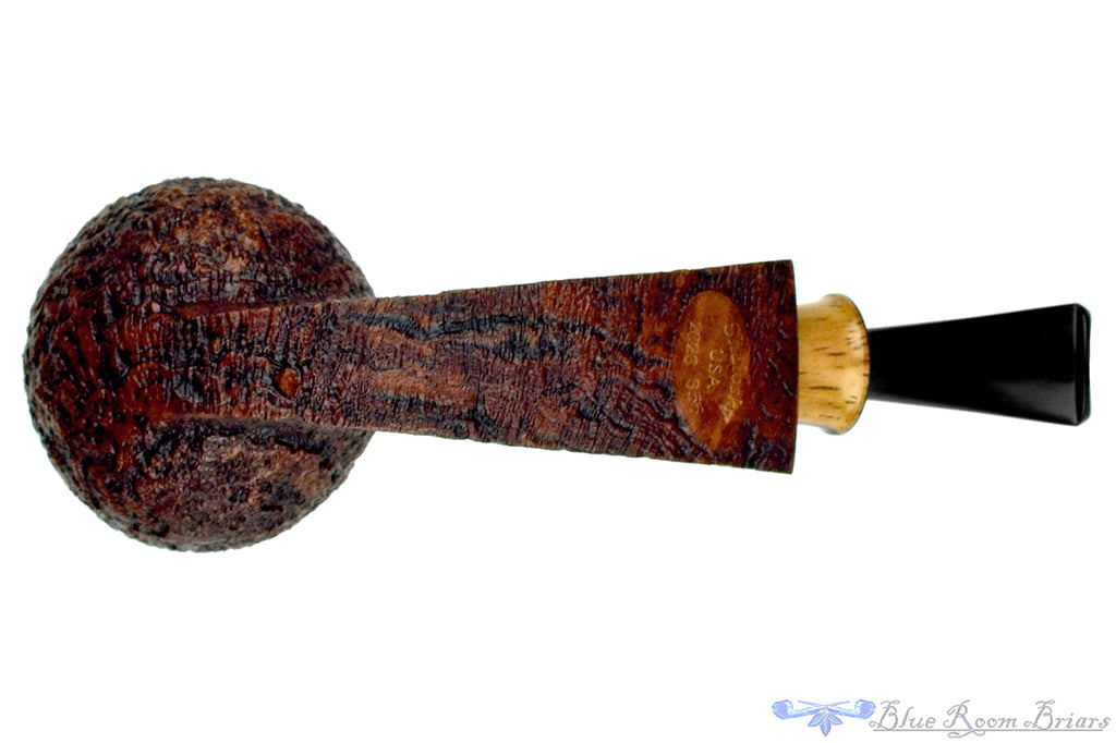Blue Room Briars is proud to present this Bill Shalosky Pipe 655 Bent Sandblast Tomato with Cocobolo