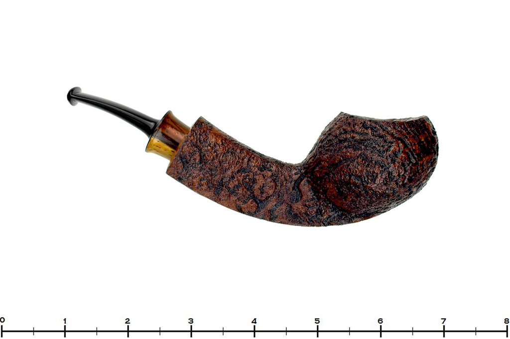 Blue Room Briars is proud to present this Bill Shalosky Pipe 655 Bent Sandblast Tomato with Cocobolo