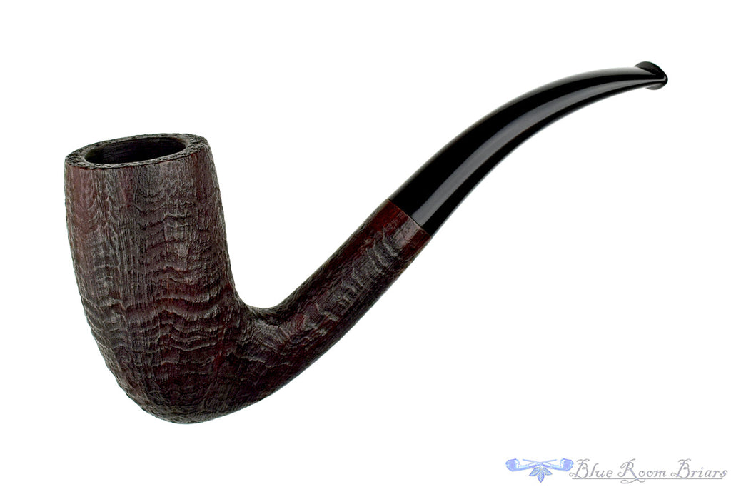 Hansen Briar Handmade Bent Sandblast Stacked Billiard Estate Pipe