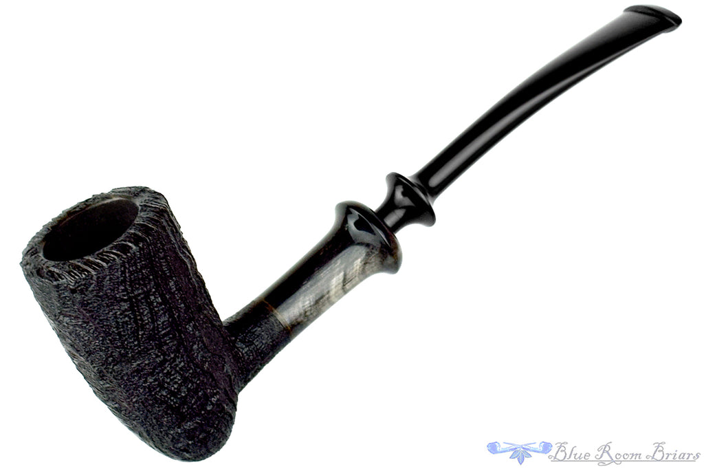 Blue Room Briars is proud to present this Yorgos Mitakidis Pipe 6823 Bent Sandblast Strawberry Wood Acorn with Horn Ferrule