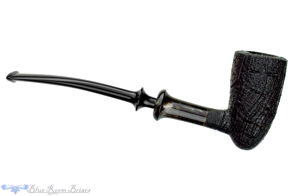 Blue Room Briars is proud to present this Yorgos Mitakidis Pipe 6823 Bent Sandblast Strawberry Wood Acorn with Horn Ferrule