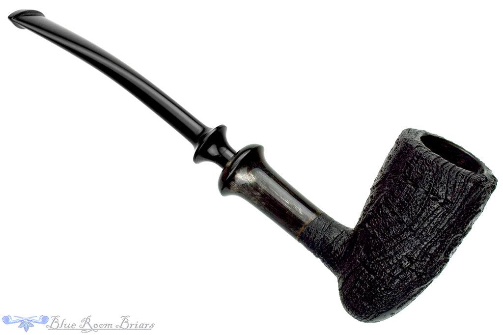 Blue Room Briars is proud to present this Yorgos Mitakidis Pipe 6823 Bent Sandblast Strawberry Wood Acorn with Horn Ferrule