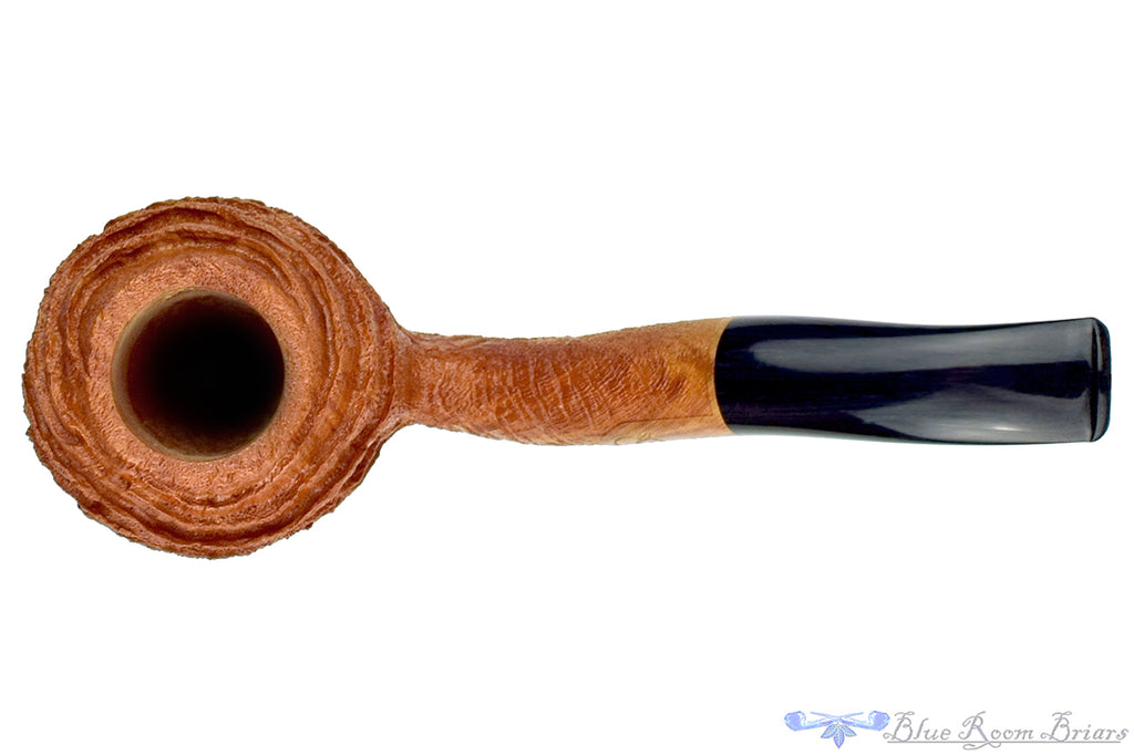 Blue Room Briars is proud to present this Chris Morgan Pipe Bent Sandblast Witches Finger with Brindle