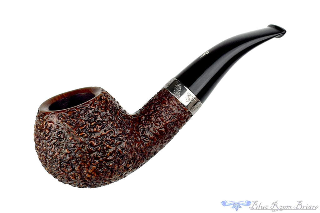 Rinaldo Silver Line Lithos YY 8 Bent Rusticated Author with Silver Estate Pipe