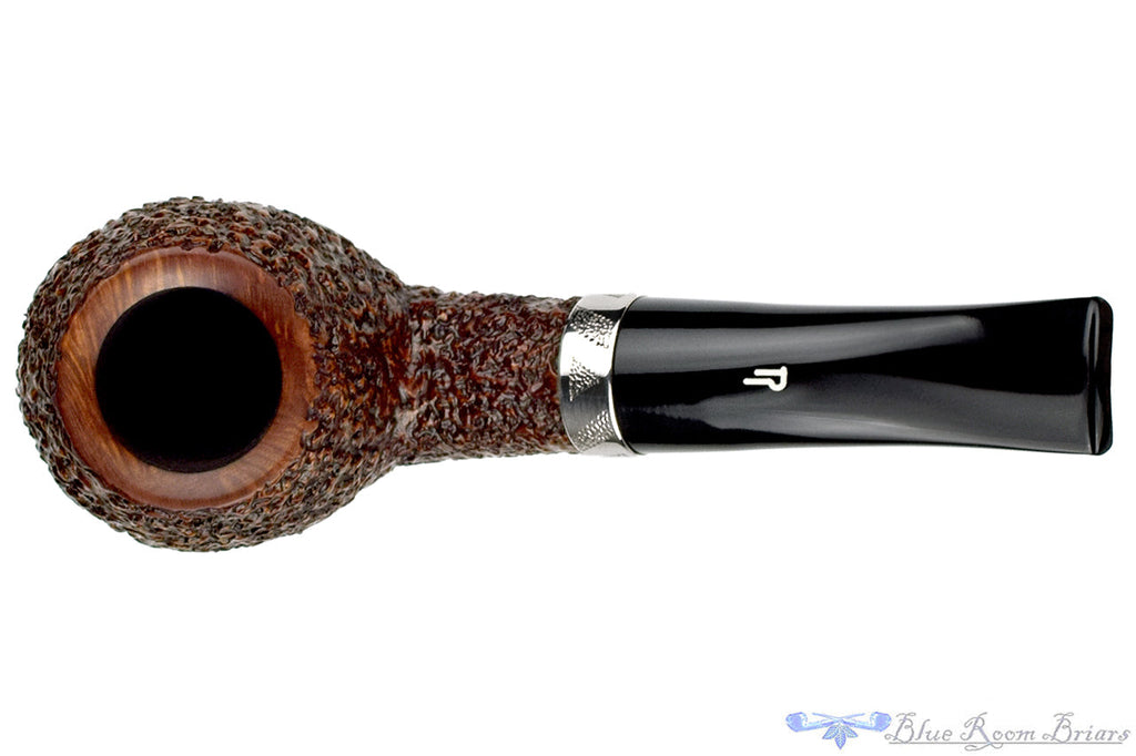 Blue Room Briars is proud to present this Rinaldo Silver Line Lithos YY 8 Bent Rusticated Author with Silver Estate Pipe
