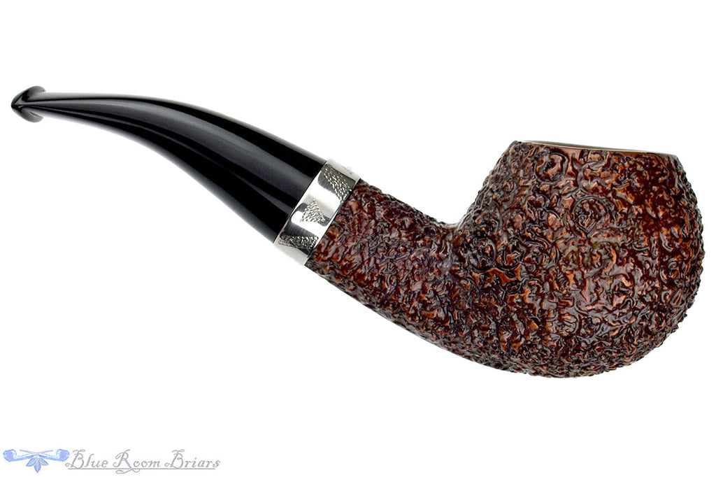 Blue Room Briars is proud to present this Rinaldo Silver Line Lithos YY 8 Bent Rusticated Author with Silver Estate Pipe