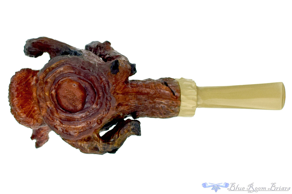 Blue Room Briars is proud to present this Chris Morgan Pipe Large Carved Ent Sitter