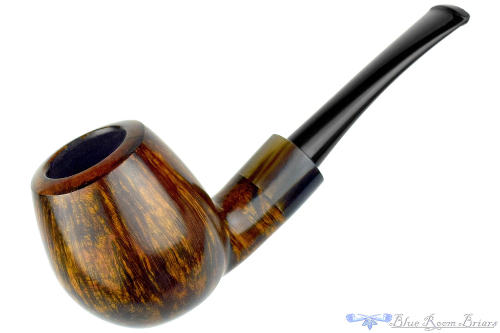 Blue Room Briars is proud to present this Erik Nielsen Pipe Grade B Contrast Bent Egg with Horn Ferrule