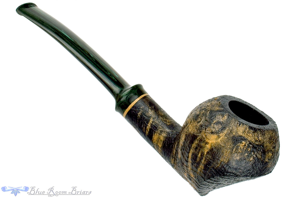 Blue Room Briars is proud to present this Sean Reum Pipe Bent High-Contrast Blast Acorn with Green Brindle