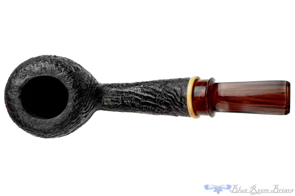 Blue Room Briars is proud to present this Bruce Weaver and Thomas James Collaboration P&T Magazine (2012 Make) Bent Sandblast Strawberry with Boxwood and Brindle Estate Pipe