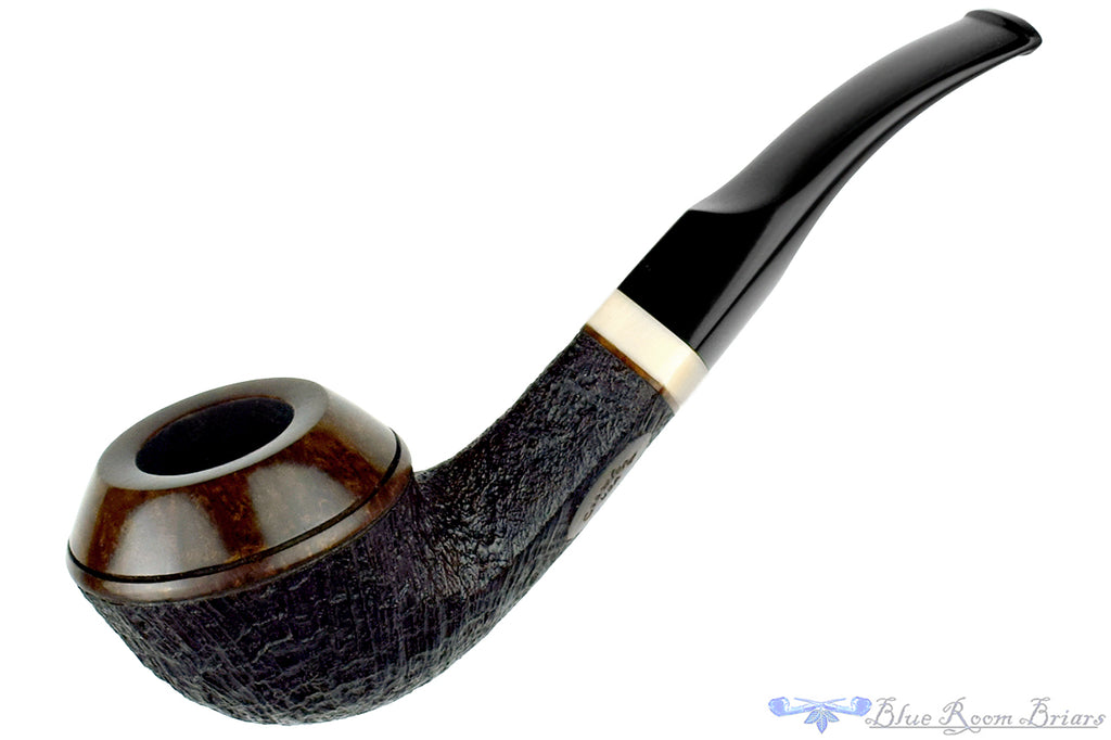 Blue Room Briars is proud to present this Jerry Crawford Pipe Bent Partial Blast Bulldog with Ivorite