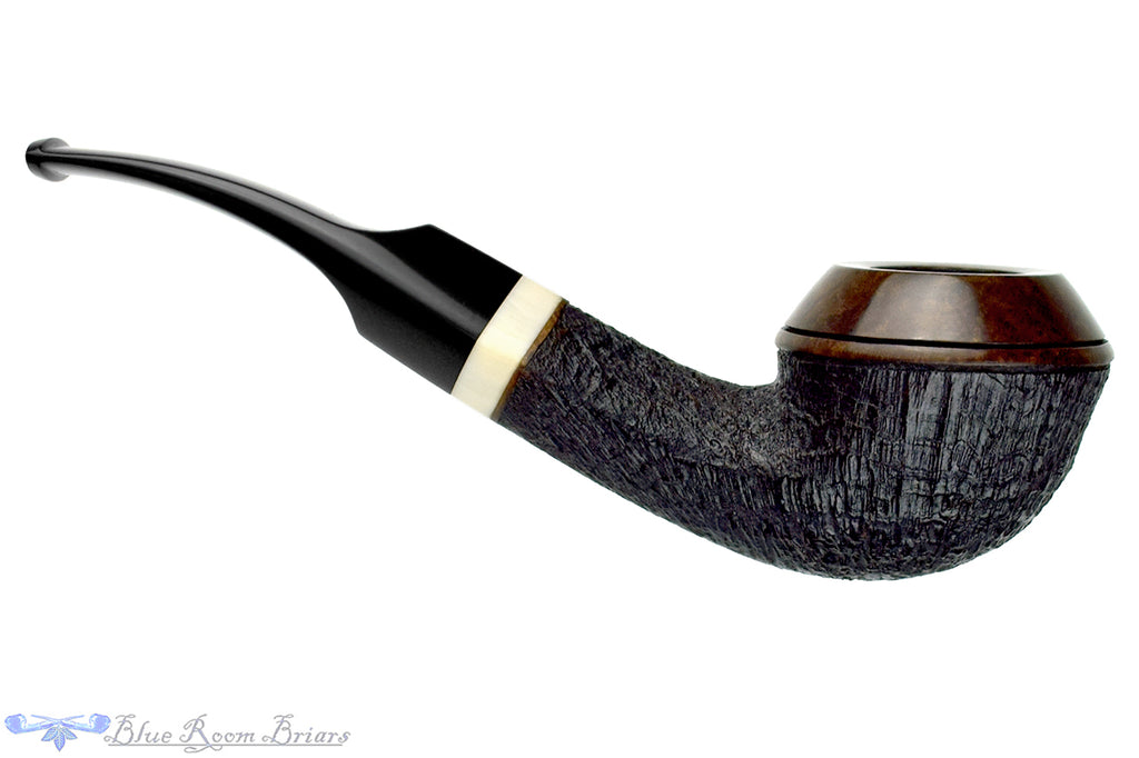 Blue Room Briars is proud to present this Jerry Crawford Pipe Bent Partial Blast Bulldog with Ivorite