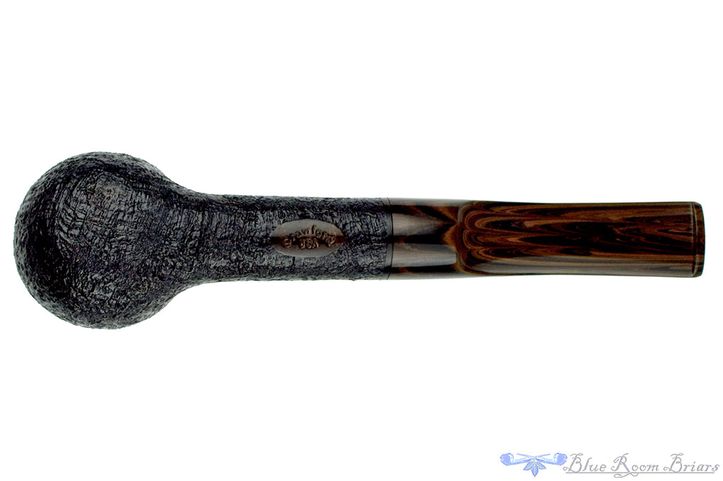Blue Room Briars is proud to present this Jerry Crawford Pipe Black Blast Billiard with Brindle
