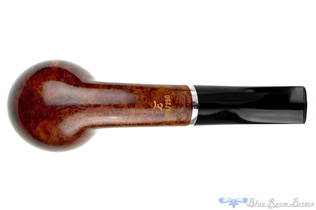 Blue Room Briars is proud to present this Tom Eltang and Former Nielsen 2004 Pipes and Tobacco Magazine Pipe of the Year Bent Racing Egg with Silver UNSMOKED Estate Pipe