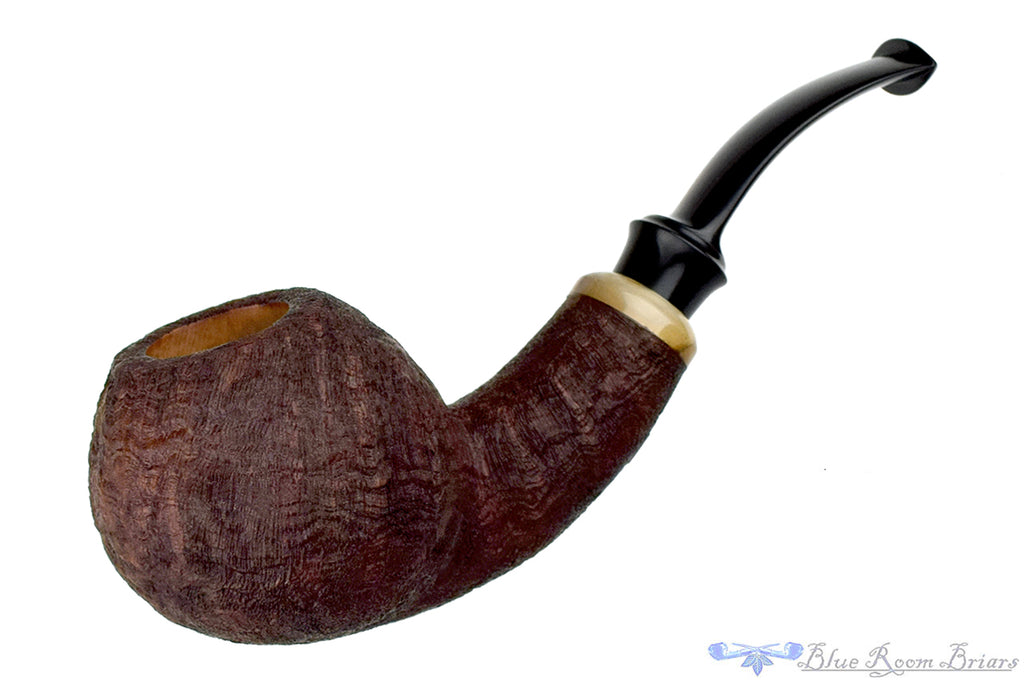 Maksim Nazarenko Bent Sandblast Tomato with Horn UNSMOKED Estate Pipe