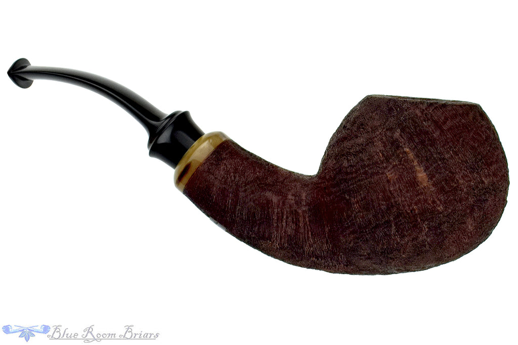 Maksim Nazarenko Bent Sandblast Tomato with Horn UNSMOKED Estate Pipe