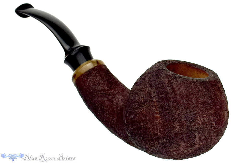Maksim Nazarenko Bent Sandblast Tomato with Horn UNSMOKED Estate Pipe