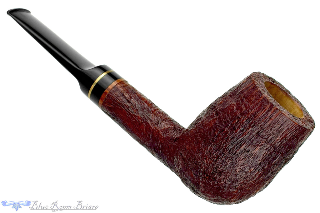 Blue Room Briars is proud to present this Nathan Armentrout Sandblast Billiard with Brass UNSMOKED Estate Pipe
