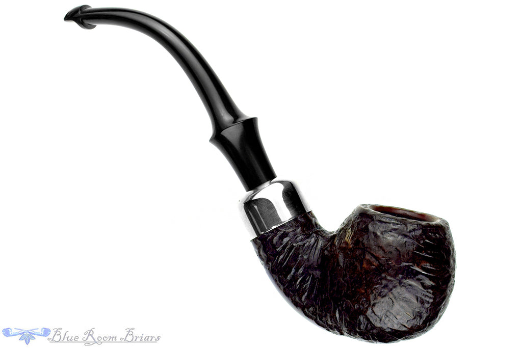 Blue Room Briars is proud to present this Peterson System Standard 302 Bent Rusticated Apple with Nickel Estate Pipe