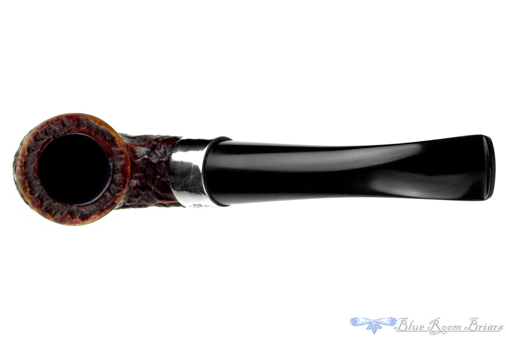 Blue Room Briar is proud to present this Peterson Donegal Rocky 338 Rusticated Bent Billiard with Nickel Estate Pipe