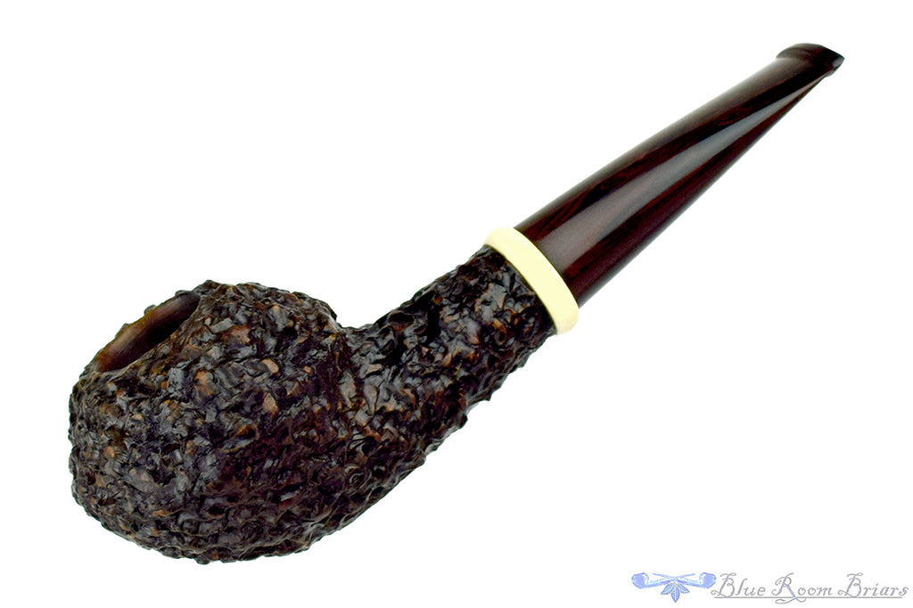 Jan Pietenpauw Rusticated Rhodesian Sitter with Warthog Tusk and Brindle Twin Bore Stem Estate Pipe