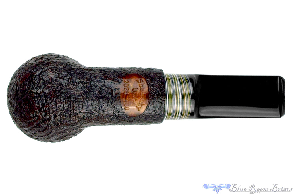 Blue Room Briars is proud to present this Bill Shalosky Pipe 730 Sandblast Billiard with Fordite