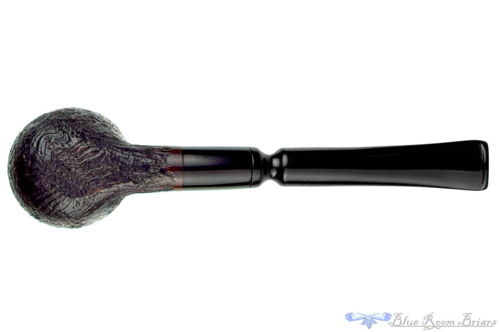 Blue Room Briars is proud to present this Danish Bent Sandblast Pot Sitter with Ebonite Ferrule Estate Pipe