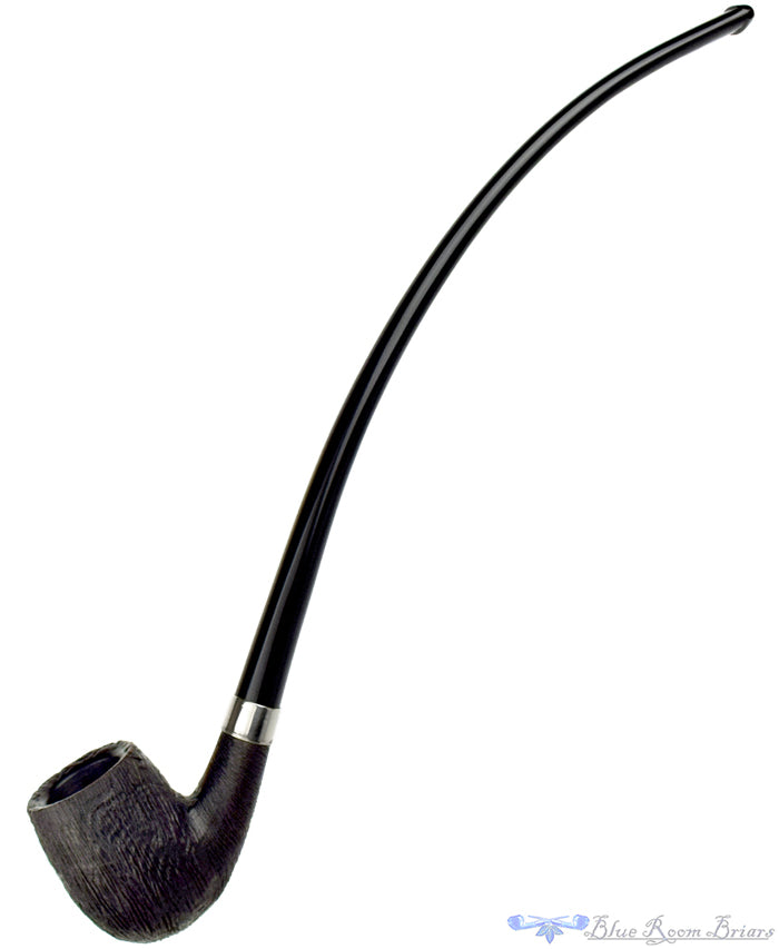 Bent Brush Carved Churchwarden with Repair Band Estate Pipe