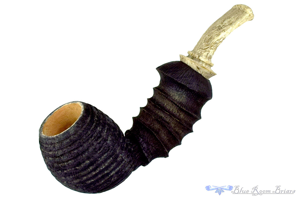 Blue Room Briars is proud to present this Brian Orton Pipe Bent Carved Driftwood Egg with Bamboo