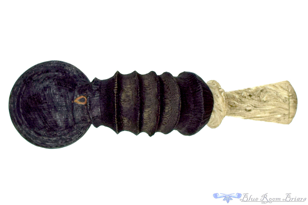 Blue Room Briars is proud to present this Brian Orton Pipe Bent Carved Driftwood Egg with Bamboo