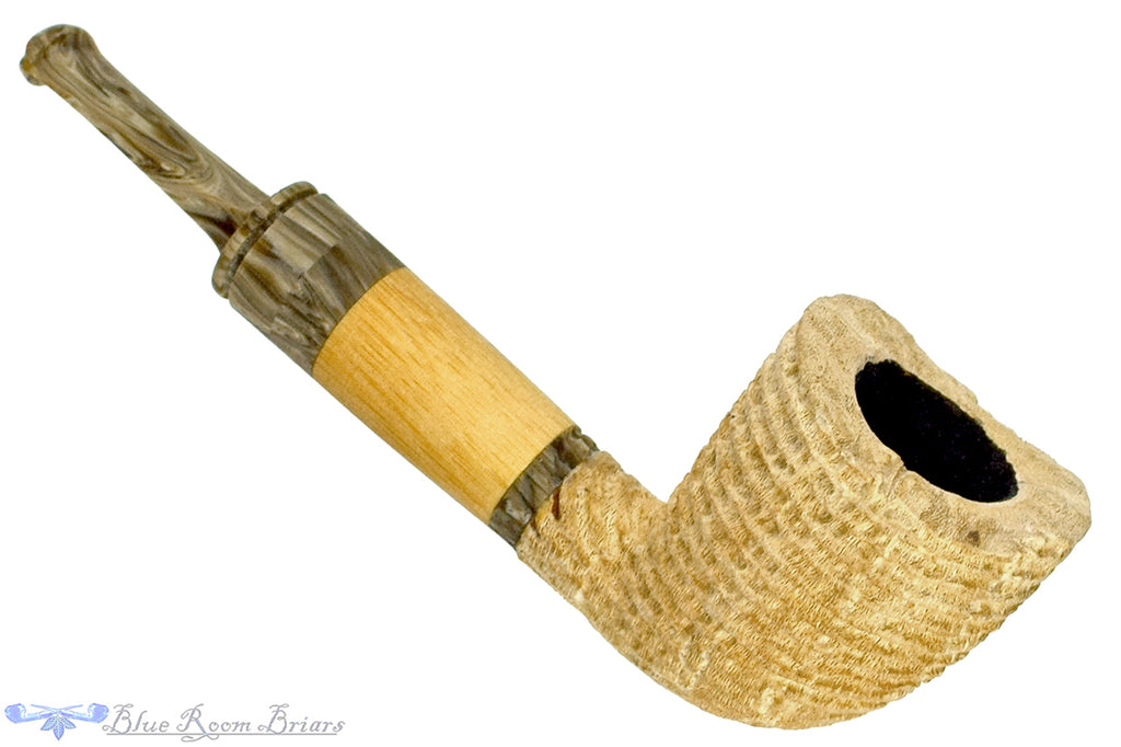 Blue Room Briars is proud to present this Brian Orton Pipe Carved Driftwood Dublin with Plateau and Wood
