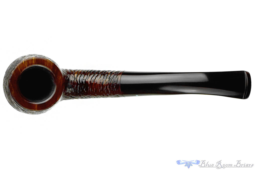 Blue Room Briars is proud to present this Sasieni Four Dot Rustic Carved Bent Billiard Estate Pipe
