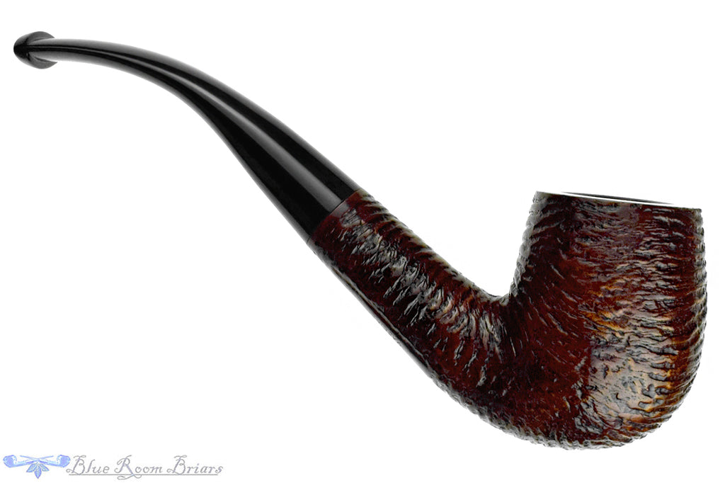 Blue Room Briars is proud to present this Sasieni Four Dot Rustic Carved Bent Billiard Estate Pipe