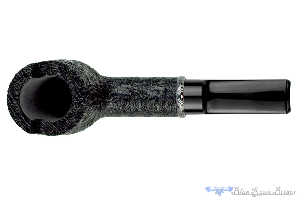 Blue Room Briars is proud to present this Bill Shalosky Pipe 752 Black Blast Windscreen Billiard with Fordite