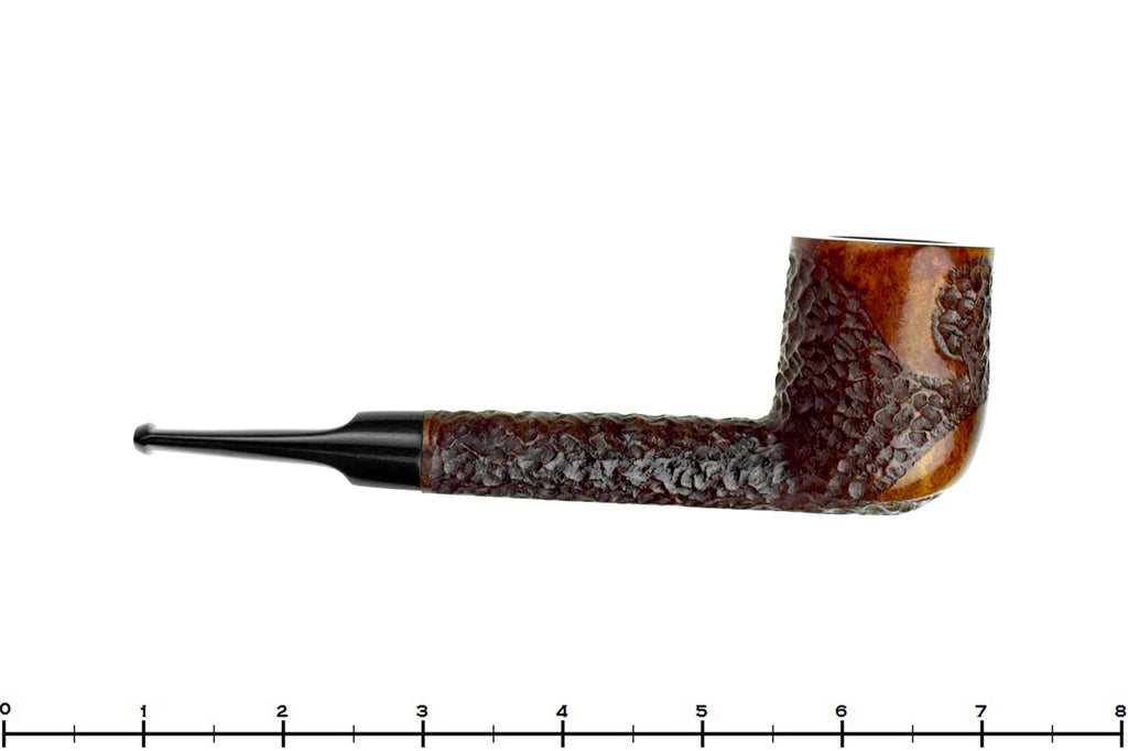 Blue Room Briars is proud to present this Brigham 9 3-Dot Partial Carved Lovat Sitter (Rock Maple Filter) Estate Pipe